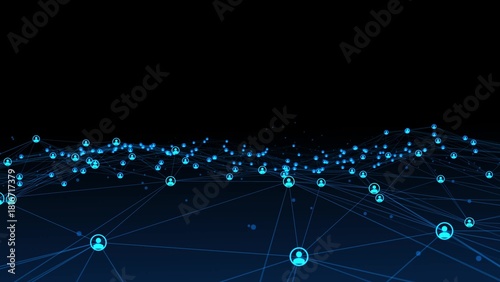 people connected ai wave net Neon animated background Movement plexus glow lines, network wave connection particles, dots. Digital network, communication Technology, medicine, 4k