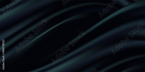 Black deep dark blue green petrol grey background. Silk satin fabric. Luxury elegant beauty premium rich. Shiny glitter shimmer silky. Drapery fold crease. Christmas birthday festive.
