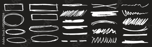 Hand-drawn marker shapes and sketch strokes for creative design. Rough outline elements ideal for illustration and layout accents. Unique doodle frames and lines for modern artwork.