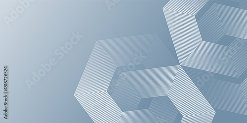 Digital futuristic technology concept with hexagons. Digital hexagonal blue abstract background. Geometric stripe line art design for poster, brochure, cover, banner, website, header.