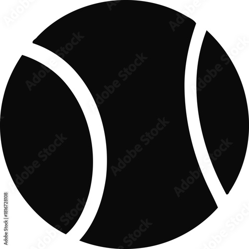 Minimalist grayscale tennis ball icon pictogram illustration isolated on white background, symbolizing sport competition game activity. isolated on white background, Vector, illustration