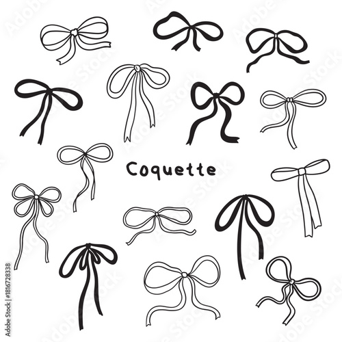 Hand-Drawn Coquette Bow Doodles | Cute Ribbon & Aesthetic Bow Clipart