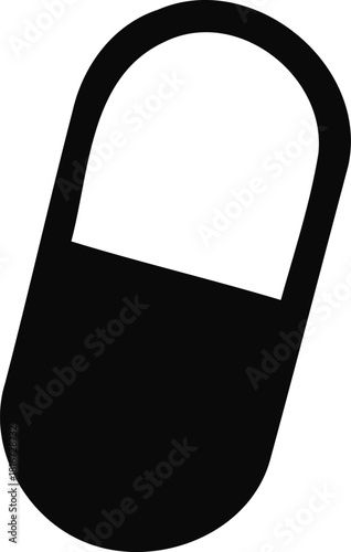 Monochrome capsule pill icon graphic design element representing medicine, health, pharmacy, treatment, and relief isolated on white background, Vector, illustration