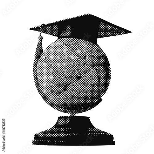 School globe halftone grunge vector design element