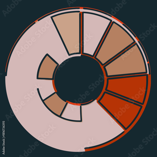 Abstract circular segmented graphic with earth tones