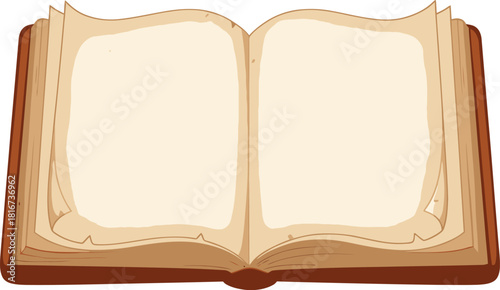 Ancient open book vector with blank pages isolated on transparent background