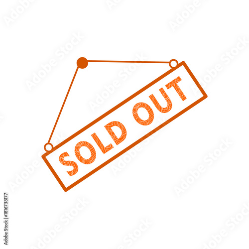 Sold out stamp icon. Hanging plate of a sold out template sticker