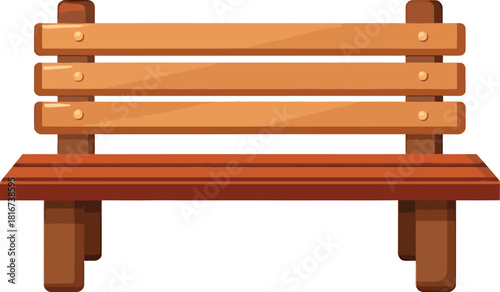 Wooden park bench vector isolated on transparent background