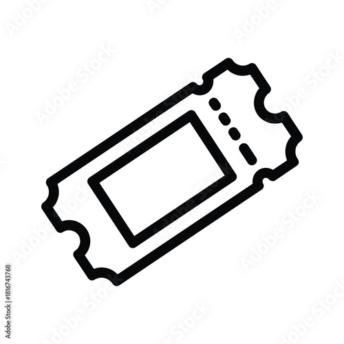 Simple black outline icon of a ticket, representing entry, admission, or an event pass