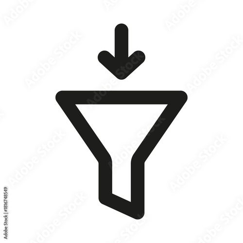 Filter Icon. Modern professional minimal line graphic illustrating sorting, selection, data refinement, search optimization and adjustment