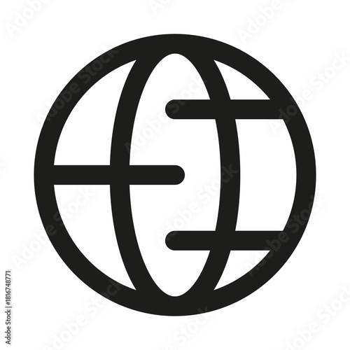 Global Network Icon. Modern professional minimal line graphic illustrating worldwide connectivity, digital communication and internet networking