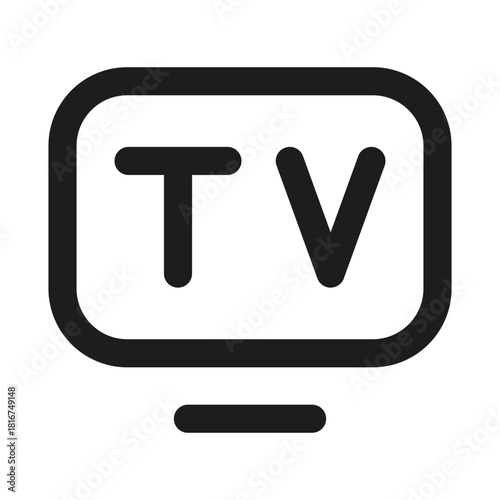 TV Icon. Modern professional minimal line graphic illustrating television, media, broadcasting, entertainment and screen display