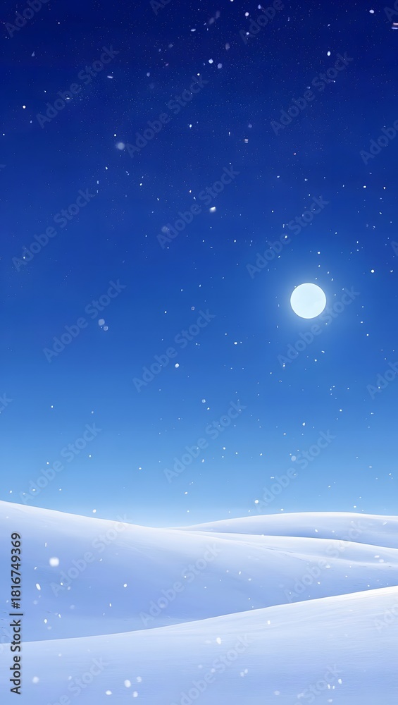 Naklejka premium Serene winter landscape under a starry night sky