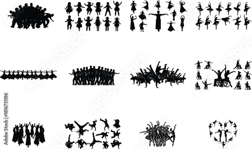 Silhouettes of dancers, athletes, and individuals in wheelchairs