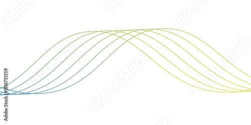 Abstract colorful blue lines on a white background. Blending gradient colors. Digital frequency track equalizer. Line art. Vector illustration