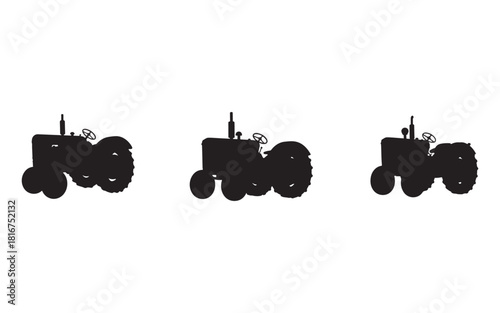 Classic farm tractors agriculture machinery retro vintage tractor silhouette pattern