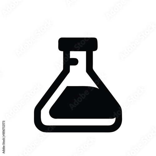 Silhouette Icon of Chemical Reagent Bottle Illustration