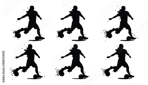 Colorful soccer player kicking ball illustration for design use