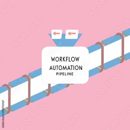 Workflow automation pipeline concept with input arrows