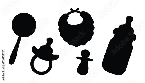 Baby essentials silhouette vector graphic design illustration
