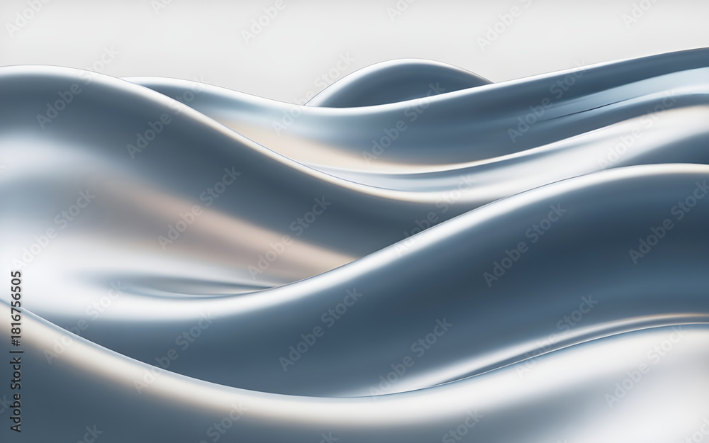 Obraz premium Smooth flowing abstract 3D waves, soft gradients, futuristic minimal design