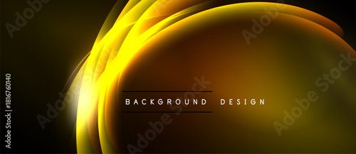 Elegant yellow curves over dark backdrop. Modern design features bright illumination, smooth gradients, dynamic flow. Perfect for presentations.