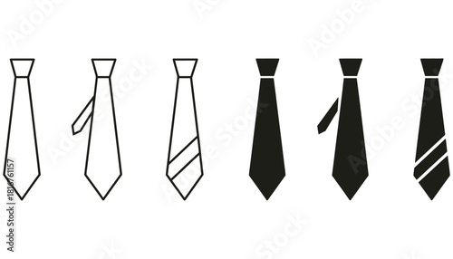 Tie vector icon set formal wear fashion accessory illustration