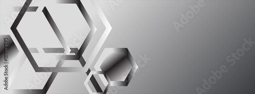 Abstract geometric background with hexagons. Polygonal shape light and shadow effect on the grey background. eps10