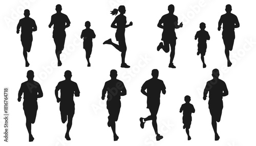 Running silhouettes vector pack for marathon and fitness design