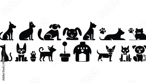 Dog and cat silhouette vector graphic pet animal illustration