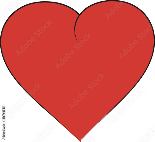Red Heart Symbol with Black Outline