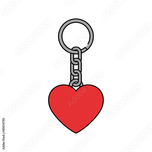 Heart-shaped keychain with red heart charm, love symbol and romantic gift accessory
