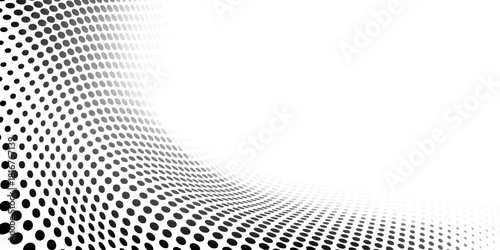 Black-white gradient halftone dots background. vector