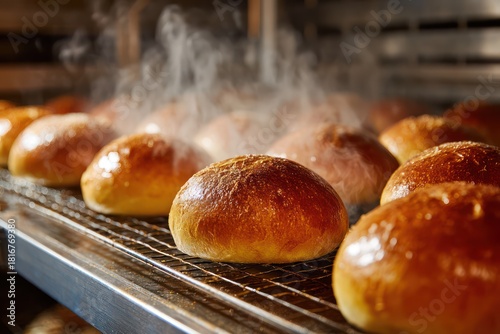 Wallpaper Mural Warm Bread Rolls Steaming on a Baker's Cooling Rack Torontodigital.ca
