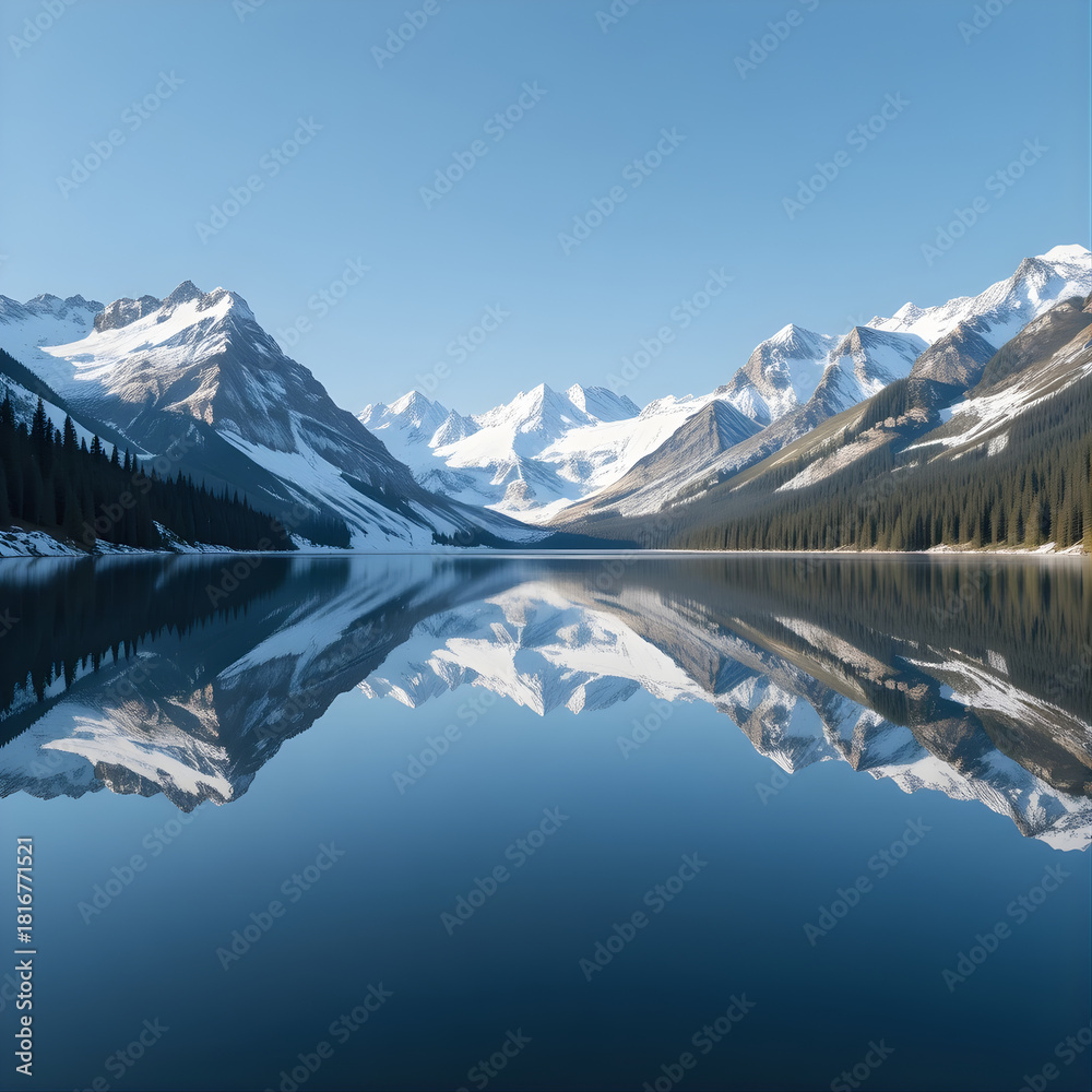 custom made wallpaper toronto digitalMountain Lake Reflection - 1