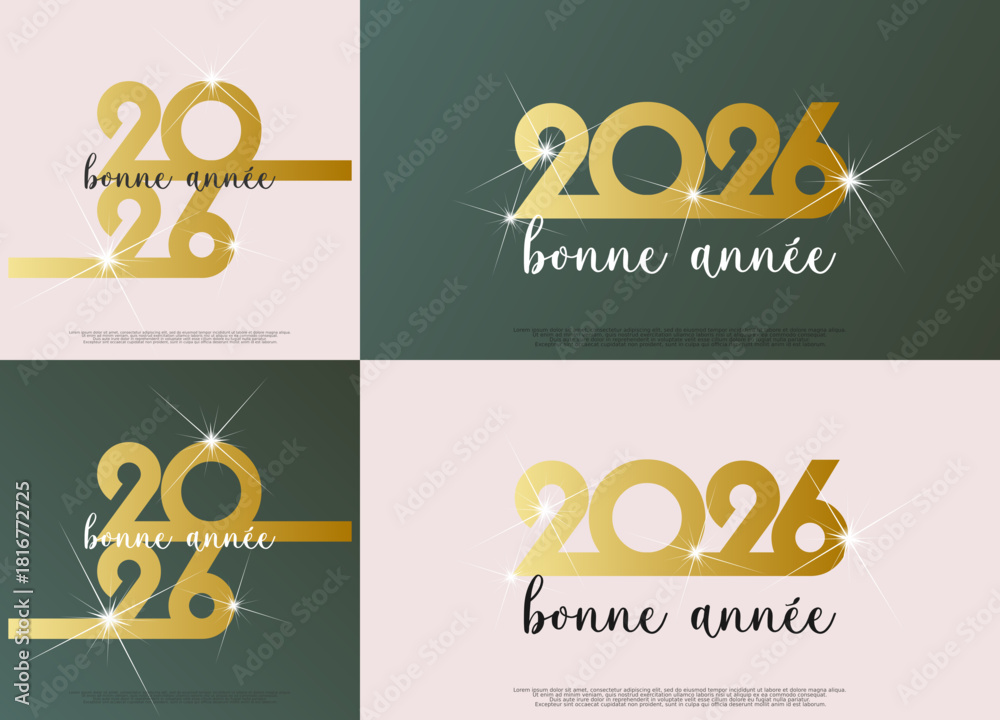 Fototapeta premium Bonne année - meilleurs vœux 2026 - vecteur pour affiche bannière salutation et célébration du nouvel an 2026.