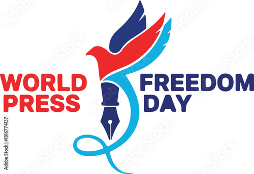 World press freedom day concept graphic with dove and pen icon