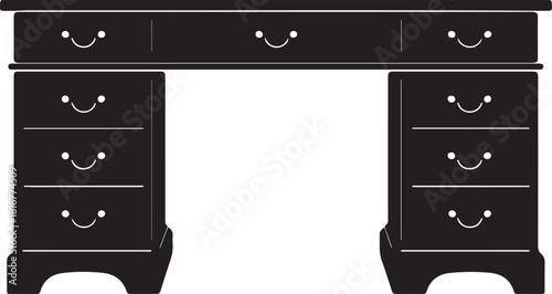 Traditional Wooden Pedestal Desk silhouette vector