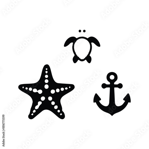 sea star icons set