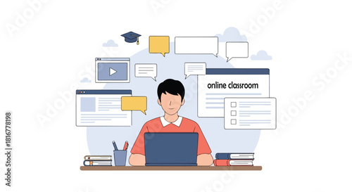 Online Education E-Learning Vector Illustration