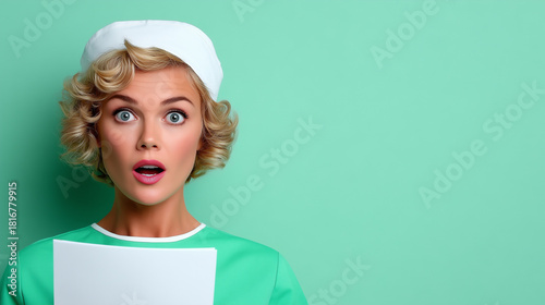 1970s Retro Nurse with Pani...