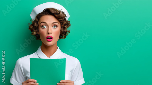 1970s Retro Nurse with Pani...