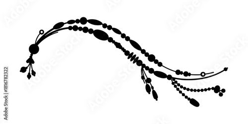 Elegant Black and White Beaded Swirl Design Element.