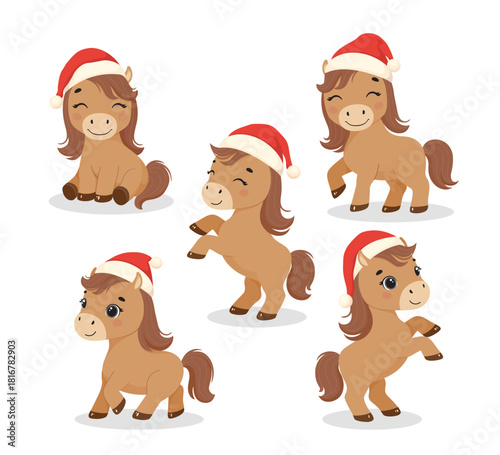 Cute smiling brown horse character. Symbol of New year 2026..