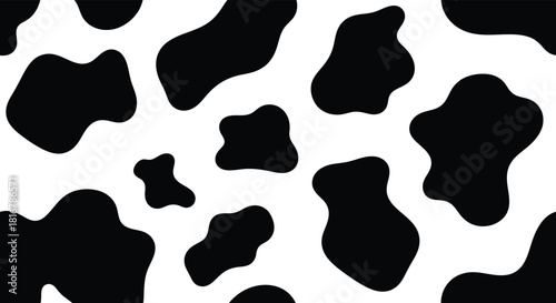 Black and white cow print pattern seamless texture background