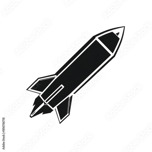 Rocket Silhouette Soaring: A stark monochrome silhouette of a rocket, poised in dynamic ascent, it evokes themes of innovation, progress, and limitless potential.