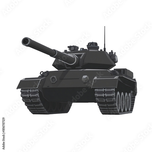 Military Tank: A powerful military tank stands ready, its imposing silhouette and robust design symbolizing strength and readiness for action.