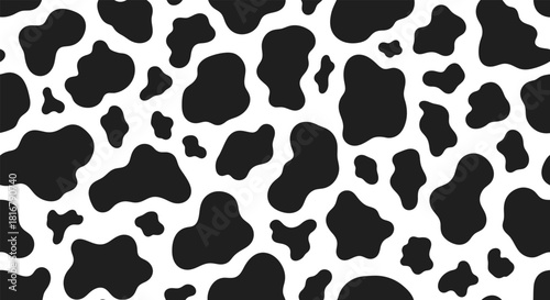 Black and white cow print pattern seamless texture background