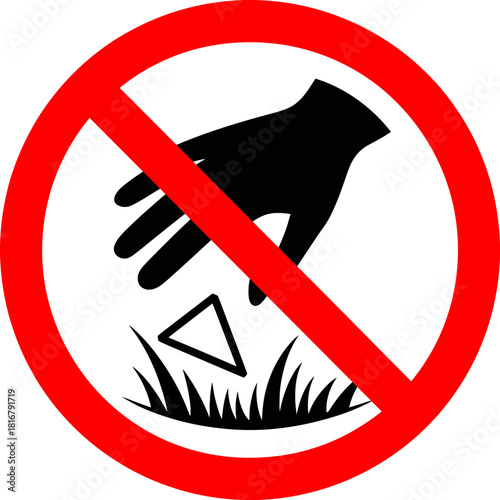 Prohibited Action on Grass Warning Sign