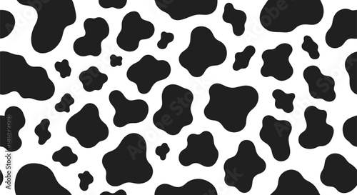 Black and white cow print pattern seamless texture background